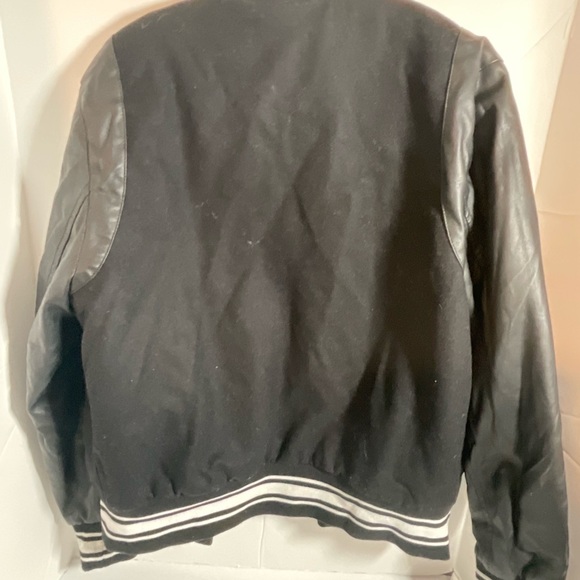 H&M Women’s wool blend Black Varsity Jacket size Small - Picture 3 of 6